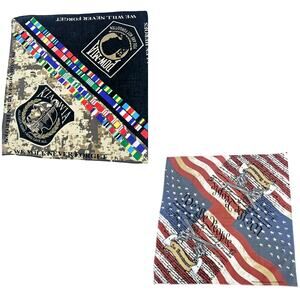 Bundle of 2 Military Ribbons POW MIA and 2nd Amendment Patriotic Flag Bandanas